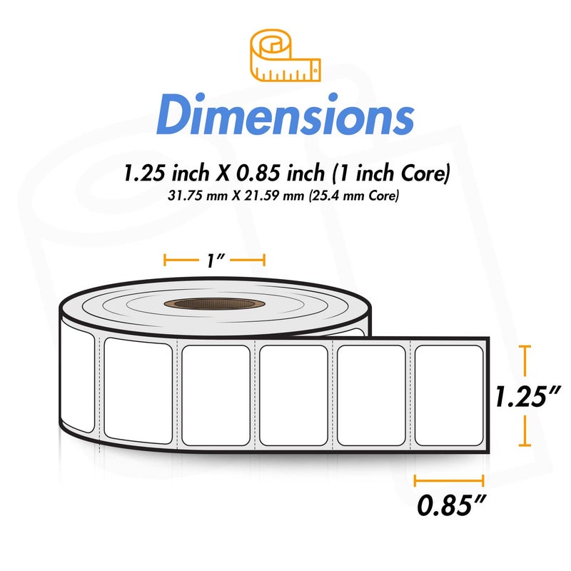 OfficeSmartLabels 1.25" x 0.85" Direct Thermal Label - Compatible with Rollo Label Printer & Zebra Desktop Printers â€“ 1â€ Core, Permanent Adhesive Perforated Postage QR Barcode Shipping Sticker - 20 Rolls, 1500/Roll - Image 4